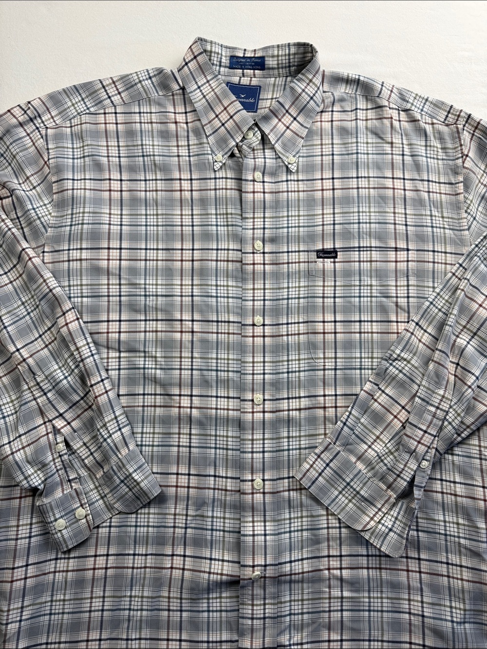 Faconnable Men's Long-Sleeve Button-Down Plaid Shirt - Light Gray/Blue